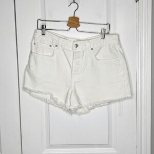 Free People We the Free White Denim Shorts Size 32 Raw hem